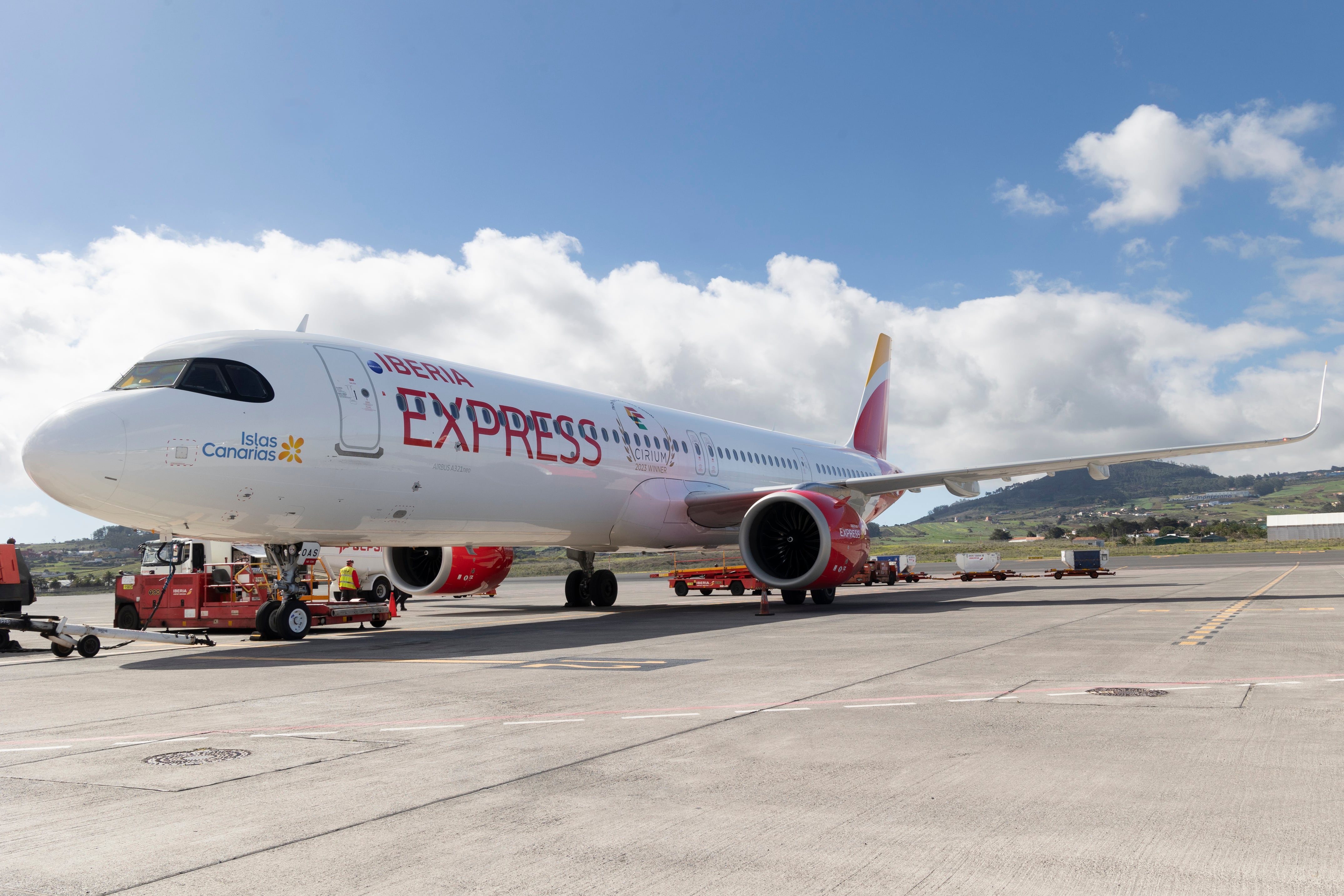 Un avión A321neo de Iberia Express en el Aeropuerto de Tenerife-Norte.