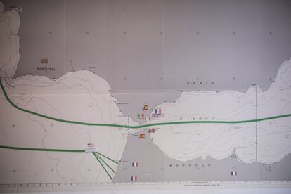 Imagen de uno de los mapas colgados en la sala de mandos utilizada por las fuerzas aliadas durante la Segunda Guerra Mundial en Gibraltar.