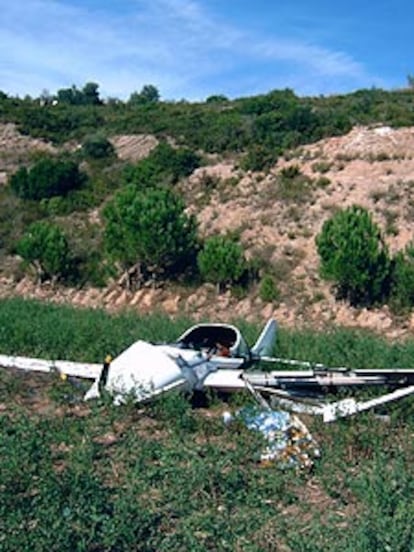 La avioneta accidentada ayer en Tarragona.