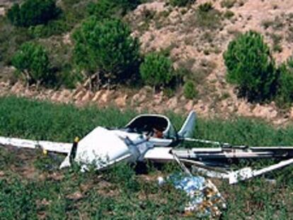 La avioneta accidentada ayer en Tarragona.