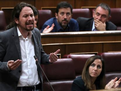 Pablo Iglesias, en el Congreso de los Diputados, este miércoles.