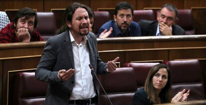 Pablo Iglesias, en el Congreso de los Diputados, este miércoles.