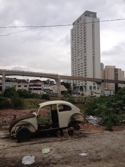 Obra no monotrilho na zona sul de São Paulo.