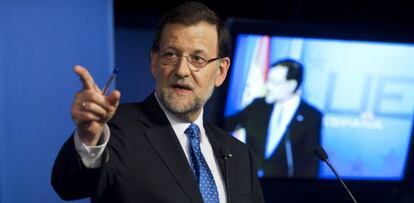 El presidente del Gobierno, Mariano Rajoy, tras el Consejo Europeo celebrado en Bruselas el viernes. 