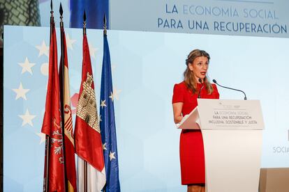 La ministra de Trabajo y Economía Social, Yolanda Díaz, en una intervención reciente en Toledo.