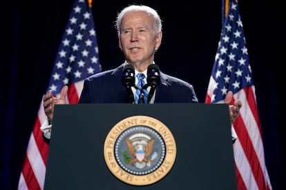 President Joe Biden speaks to the House Democratic Caucus Issues Conference, Wednesday, March 1, 2023, in Baltimore.