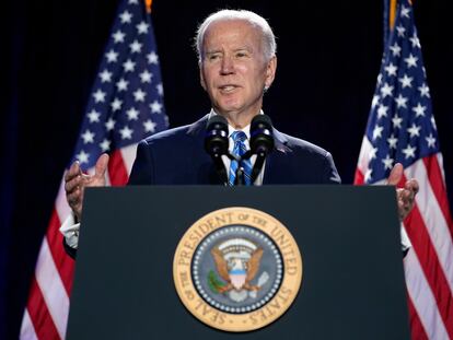 President Joe Biden speaks to the House Democratic Caucus Issues Conference, Wednesday, March 1, 2023, in Baltimore.