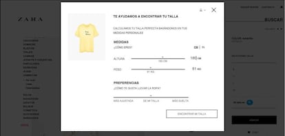 En la página web de Zara es posible saber cuál es la talla que necesitamos.