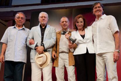 José Luis Gómez, Mario Gas, Lluís Pasqual, Núria Espert y Josep Maria Flotats, en Almagro en 2019.