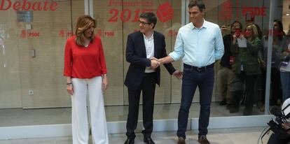 Susana Díaz, Patxi López and Pedro Sánchez.