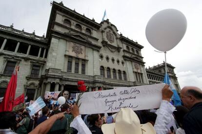 Manifestantes en Ciudad de Guatemala