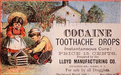 La cocaina, remedio por el dolor de dientes, en un anuncio en Estados Unidos de 1890.