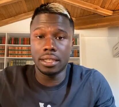 Keita Baldé, en la comparecencia en Instagram donde expone la situación de los temporeros.