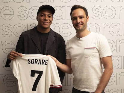 Kylian Mbappé y Nicolas Julia, co-fundador de Sorare