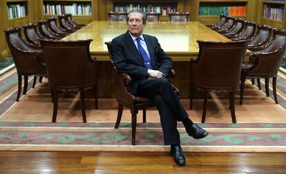 Federico Mayor Zaragoza, el pasado lunes, en la sede de la Fundaci&oacute;n Ram&oacute;n Areces, en Madrid.