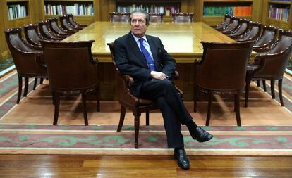 Federico Mayor Zaragoza, el pasado lunes, en la sede de la Fundación Ramón Areces, en Madrid.