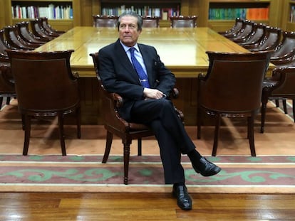 Federico Mayor Zaragoza, el pasado lunes, en la sede de la Fundaci&oacute;n Ram&oacute;n Areces, en Madrid.