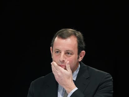 Sandro Rosell, durante una conferencia de prensa.