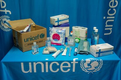 Lotes que enviaba Unicef en Madrid a países desfavorecidos.