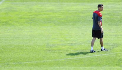 Galca, en un entrenamiento en Sant Adri&agrave;. 