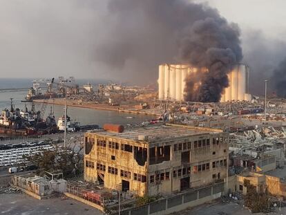 Zona afectada por la explosión, en Beirut.