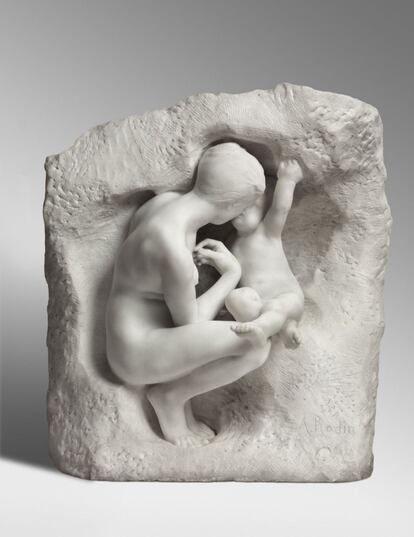 'Madre joven en una gruta'. Se trata de uno de los trabajos preparatorios que luego Rodin incluyó en su obra 'Las Puertas del Infierno'.