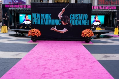 Una imagen de la fiesta de inauguración de la temporada de la Filarmónica de Nueva York de 2026, la primera con Gustavo Dudamel al frente, el 30 de septiembre de 2026, en el Lincoln Center de Nueva York.