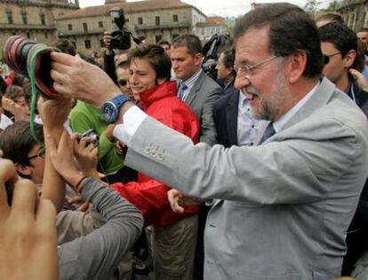 Mariano Rajoy, en la plaza del Obradoiro, en Santiago de Compostela.