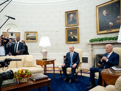Joe Biden y Benjamin Netanyahu en la Casa Blanca