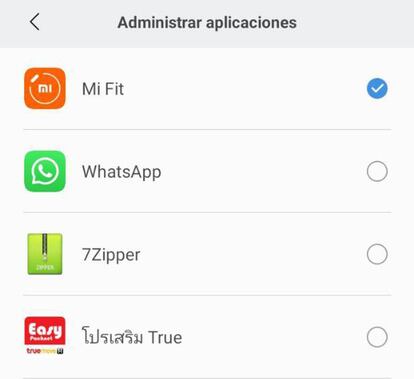 Aplicaciones Mi Band de Xiaomi