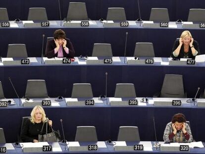 Parlamentarias europeas en un debate en Estrasburgo.