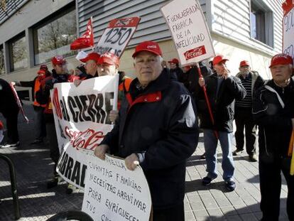 Protestas de trabajadores de Coca-cola en Madrid en febrero