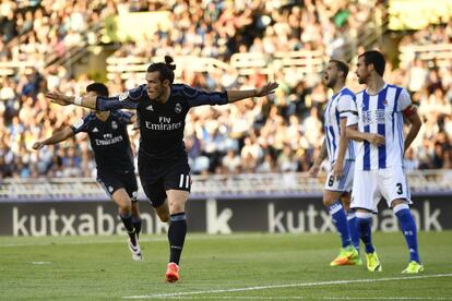 Bale celebra el primer gol del Madrid.