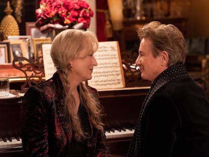 Meryl Streep and Martin Short in the first episode of season three of ‘Only Murders in the Building.’