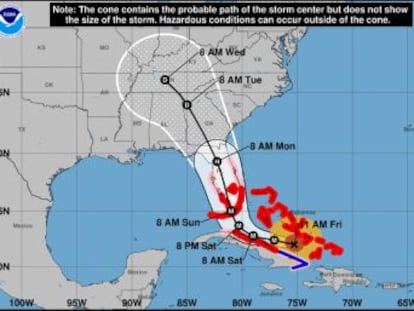 Sigue al minuto la última hora y la trayectoria del ciclón, que ha bajado a categoría 4 después de dejar al menos 19 muertos en su paso por varias islas del Caribe