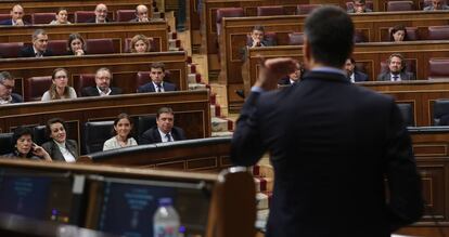 Pedro Sánchez durante la sesión de control al Gobierno, el paasdo miércoles.