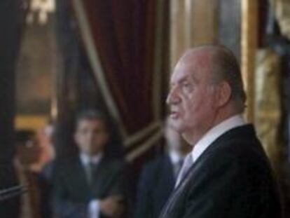 El Rey don Juan Carlos durante su intervención en la recepción anual al cuerpo diplomático acreditado en España.