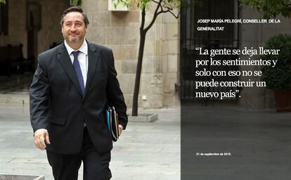 Josep María Pelegrí, el candidato de Unió a la Generalitat, a su llegada al Palau de la Generalitat para asistir a la reunión semanal del Consell Executiu el pasado junio.