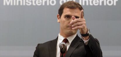 Albert Rivera durante la rueda de prensa posterior a la reunión del pacto contra el terrorismo yihadista.