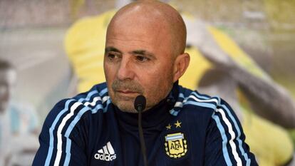 Jorge Sampaoli en una rueda de prensa.