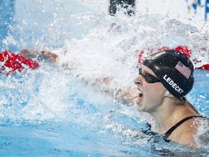 Katie Ledecky després de guanyar, amb rècord del món, els 800.