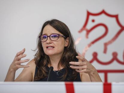 La vicepresidenta del Gobierno valenciano, Mónica Oltra, en la rueda de prensa posterior al pleno del Consell. 