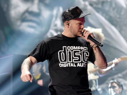 René Pérez, Residente, durante los ensayos para los Grammy Latinos.