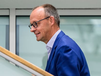 El líder de la CDU, Friedrich Merz, en la sede de los conservadores alemanes en Berlín, el 12 de julio.