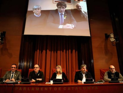 Reuni&oacute;n del grupo parlamentario de &#039;Junts per Catalu&ntilde;a&#039;. 