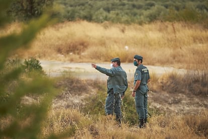 Agentes de la Guardia Civil desplegados en el dispositivo en búsqueda de la pantera en Ventas de Huelma (Granada)