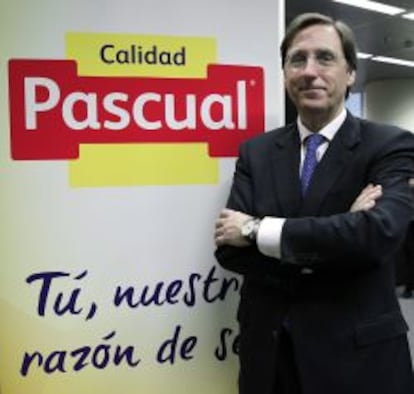 Tom&aacute;s Pascual G&oacute;mez-Cu&eacute;tara, presidente de Calidad Pascual, hoy en Madrid en la presentaci&oacute;n de la nueva denominaci&oacute;n del grupo.