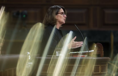 Teresa Ribera, vicepresidenta tercera del Gobierno, en el Congreso de los Diputados, este miércoles.