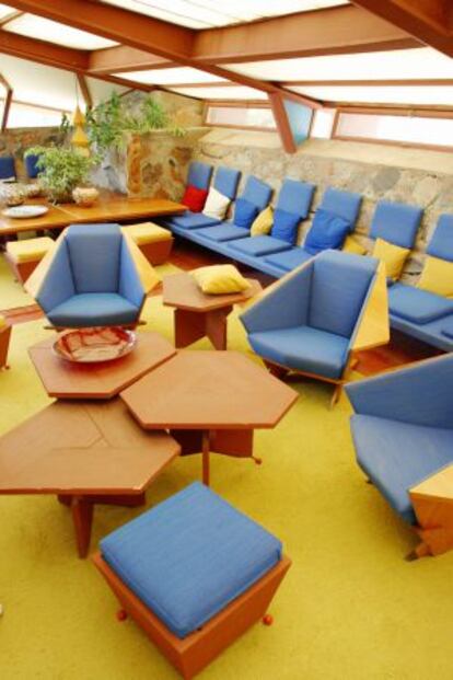 Interior de la casa escuela Taliesin West, de Frank Lloyd Wright.