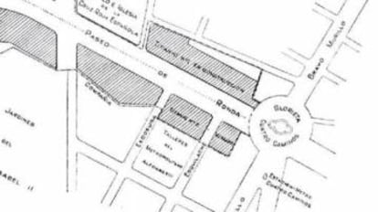 Plano de parcelación de Cuatro Caminos que presenta Miguel Otamendi en 1920.